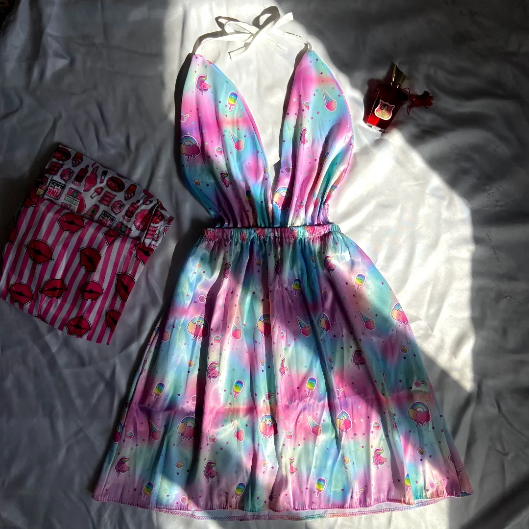 لباس خواب ساتن طرح دار خرگوشی کد 30